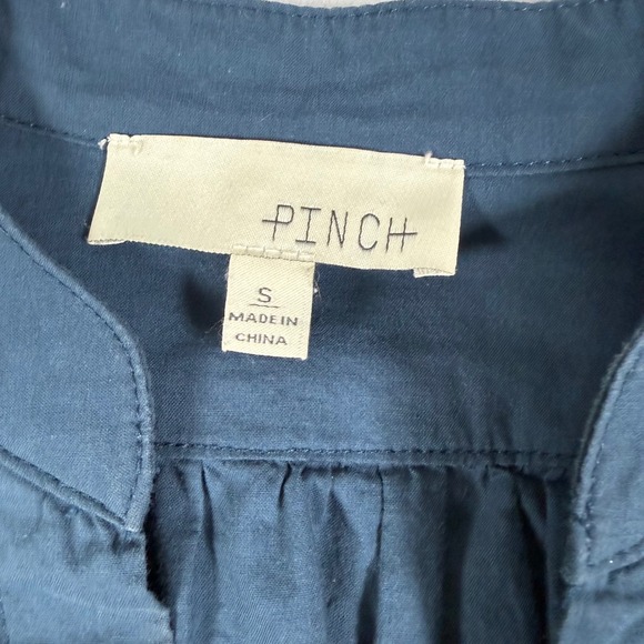 Pinch Women Blue Cotton Smocked Waist Puff Sleeve Mini Dress Size Small - Picture 3 of 8